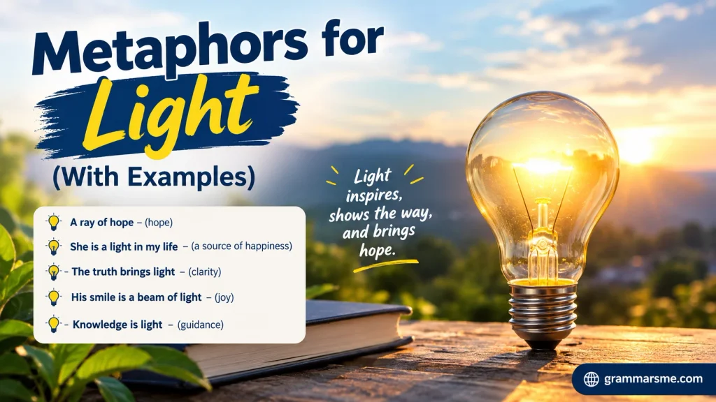 20 Metaphors for Light (With Examples) make light a vivid image of hope, clarity, and guidance, especially during a difficult season when life feels uncertain and readers need a reason to keep moving.